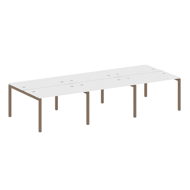 Metal System Quattro Р. ст. на 6 раб. места на П-образном м/к 50БП.СМ-6.2 Белый/Мокко металл 3600*1475*750 - Вид 1