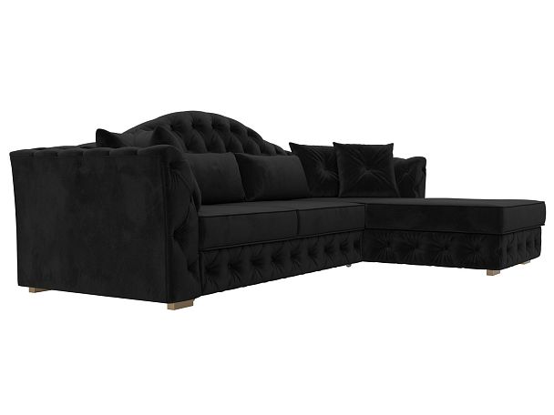 Диван угловой Артис правый угол Велюр черный - Вид 3