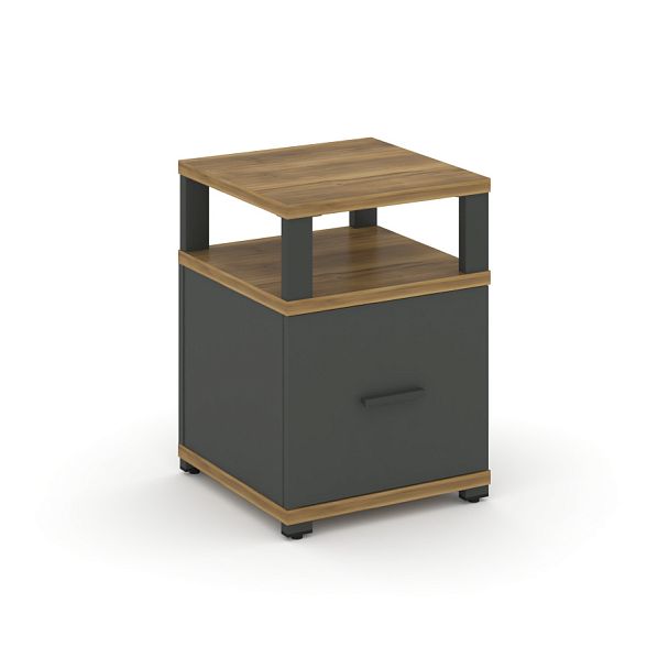 Concept Тумба приставная 1 распаш. фасад с надставкой CN.TUP-006 W Сандал Янтарный/Антрацит/Металл Антрацит 420*420*750 - Вид 1