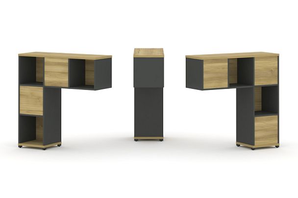 Concept Надставка низкая CN.DNN-001 Дуб Винченцо/Антрацит/Металл Антрацит 1099*365*1130 - Вид 1