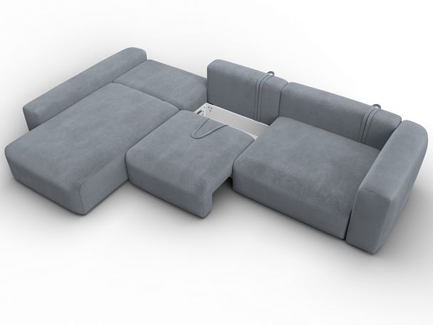 Диван угловой Лига-066 НПБ Лонг угол левый Велюр серый - Вид 9