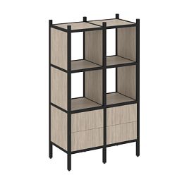 Loft Прямой стеллаж наборный VR.L-03 Дуб аттик/Чёрный металл 862*446*1458 - Фото предпросмотра