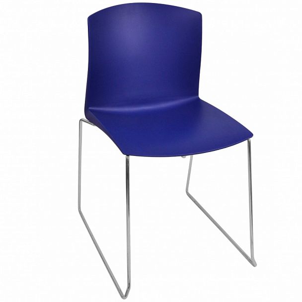 Стул Pull (пруток) каркас Хром, синий, стопируемый - Вид 1