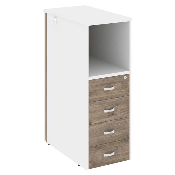 Тумба 4 ящика завершающая "Onix" O.R-TV-4 тиквуд темный/белый - Вид 1