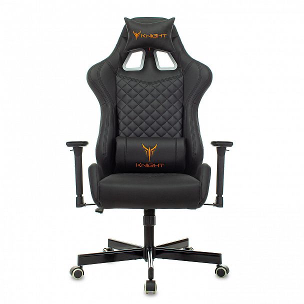 Кресло компьютерное Knight ARMOR, 2 подушки, экокожа премиум, черное, 1628888 - Вид 4