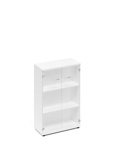 Шкаф средний со стеклом A4 А4 9366 БП белый премиум - Вид 1