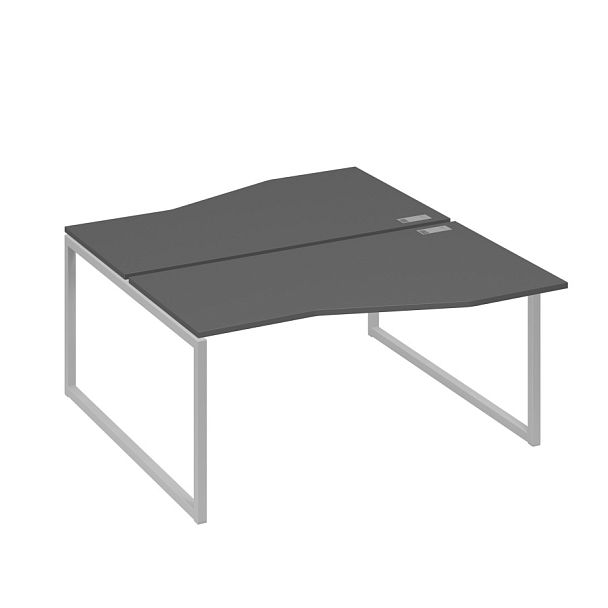 Станция каркас QUATTRO столы 2х160 Техно эргономичные A4 А4 Б4 191 БП антрацит премиум / металлокаркас серый - Вид 1