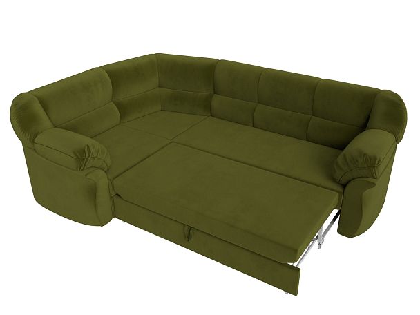 Диван угловой Карнелла левый (полностью микровельвет зеленый) - Вид 7