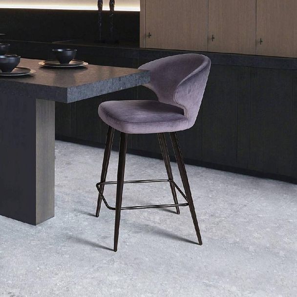 Стул полубарный Richard, бархат светло-серый 26 - Вид 9