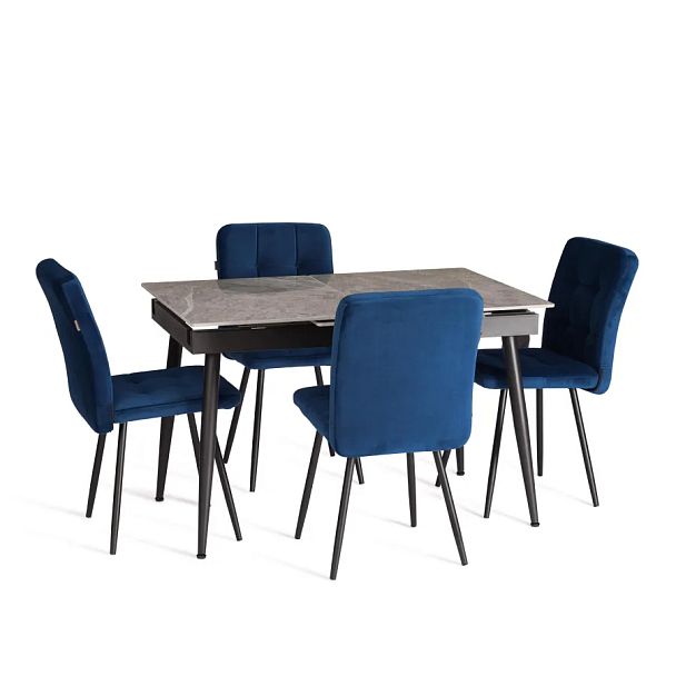 Стол обеденный Балморал/Balmoral 120-160x80x75см, столешница керамика (глянцевая)/опоры металл, серый/чёрный - Вид 16