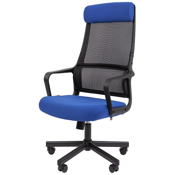 Кресло CHAIRMAN 590, ткань/сетка, черный/синий - Вид 2