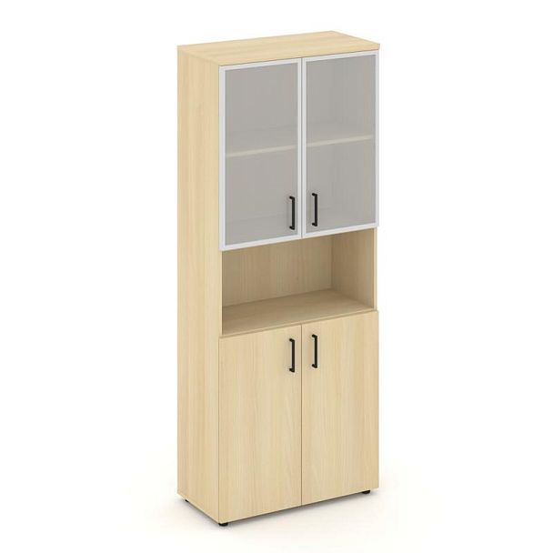 Стайл Проджект Шкаф высокий широкий SN.STS.E-106 Акация Лорка/Сатин/Черный Ручки 796*400*1982 - Вид 1