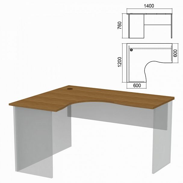 Стол компактный ЧАСТЬ 1 "Арго", 1400х1200х760 мм, левый, орех - Вид 1