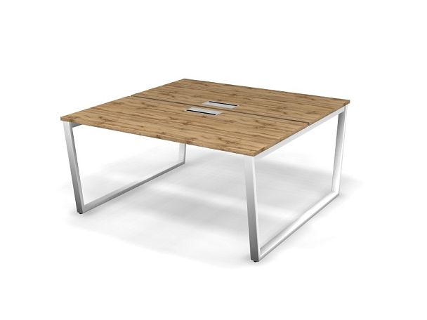 MATRIX 121S205-V Стол прямой двойной, пров-ик Merida (V-опоры) 1580х1590х775 Дуб Крафт Золотой/Белый - Вид 1