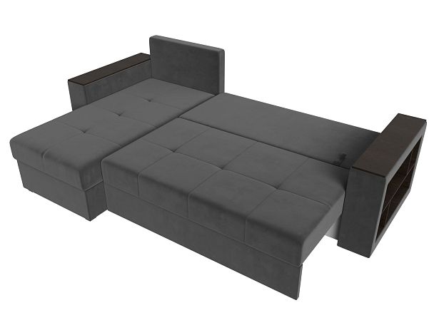 Диван угловой Дубай Лайт угол левый (полностью велюр серый) - Вид 9