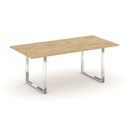 Style Project Direct Lux Стол переговорный M-SN-6O.SPRG-198.3 Тиквуд Светлый/Нержавеющая Сталь/Хром 1980*980*25 - Фото предпросмотра