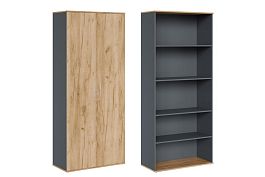 Шкаф для бумаг закрытый Zion Light 90x42x207 дуб крафт золотой - Фото предпросмотра