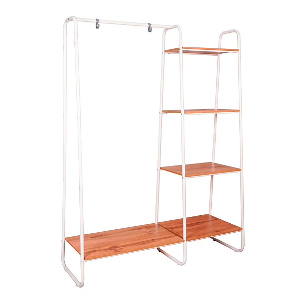 Вешалка-стеллаж "Скандинавия-1", 1470х1100х385 мм, 5 полок, металл/ЛДСП, белая/дуб, ГСС1 Б - Вид 2