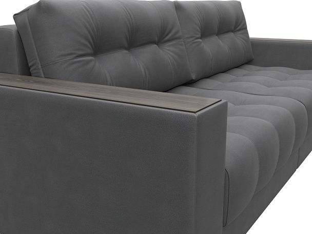 Диван прямой с декором Лига-049 НПБ Замша серый - Вид 4