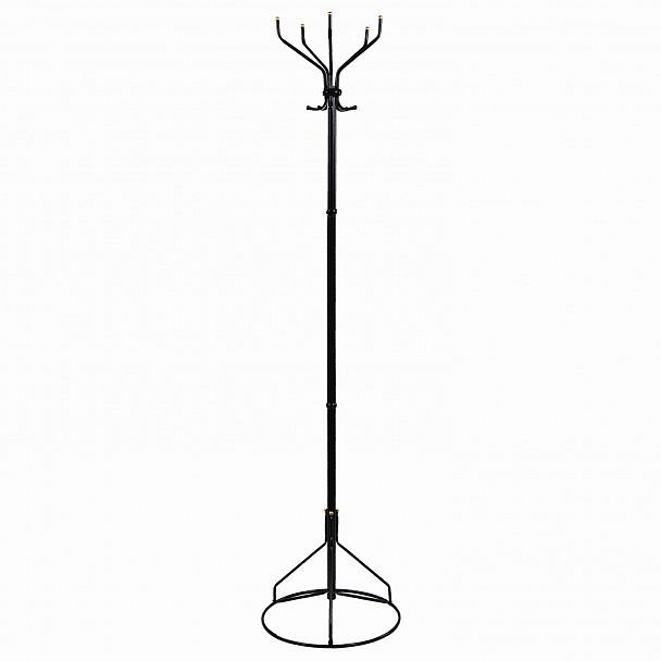 Вешалка-стойка "Ажур-2", 1,89 м, основание 46 см, 5 крючков, металл, черная - Вид 2