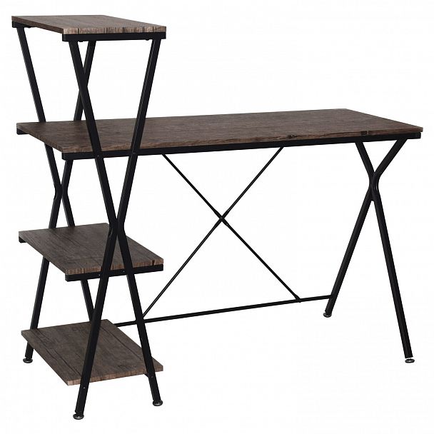 Стол на металлокаркасе BRABIX "LOFT CD-004", 1200х535х1110 мм, 3 полки, цвет морёный дуб, 641218 - Вид 3