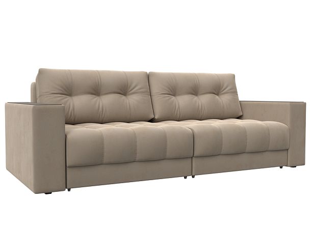 Диван прямой с декором Лига-049 НПБ Велюр бежевый - Вид 1