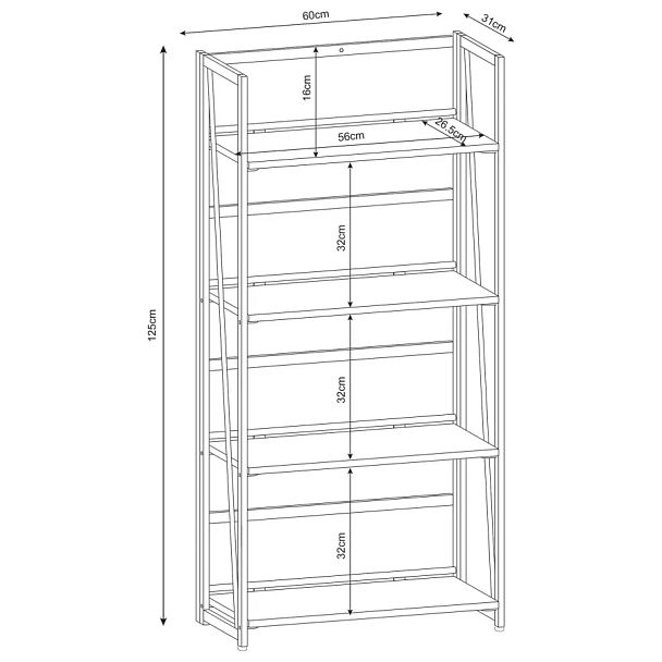 Стеллаж на металлокаркасе BRABIX "LOFT SH-001", 600х300х1250 мм, складной, цвет дуб антик, 641229 - Вид 8
