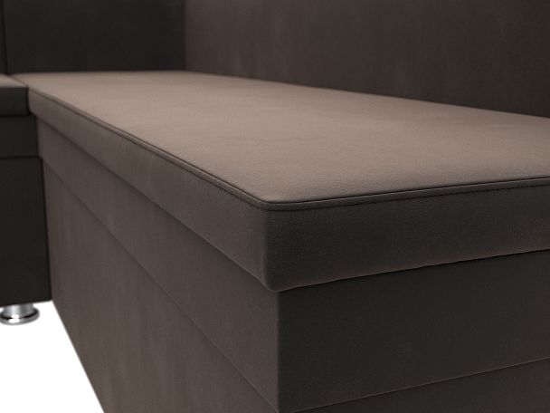 Кухонный угловой диван Уют левый (полностью велюр коричневый) - Вид 4