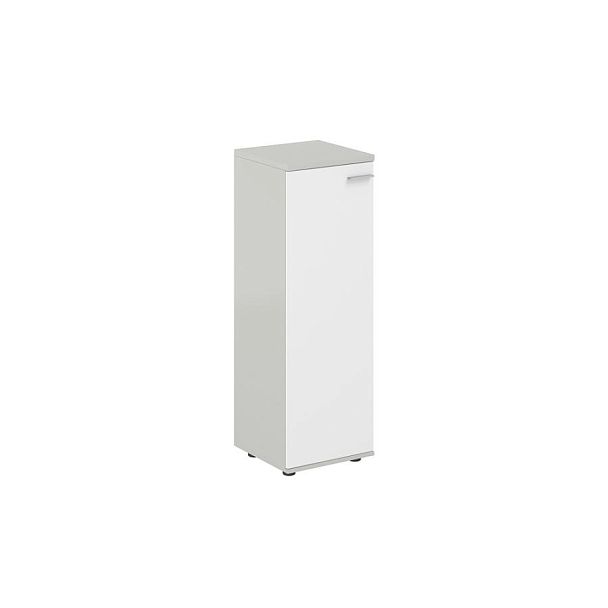 Шкаф средний 400х400х1200, 1 дв., з.ст HDF, левый / корпус: серый бархат; фасад: белый Сигма / Sigma - Вид 1