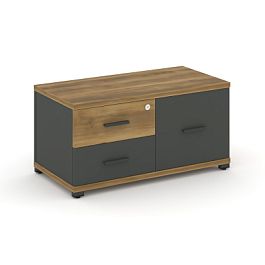 Concept Тумба приставная широкая 2 ящ.+1 распаш. фасад CN.TSP-004 A Сандал Янтарный/Антрацит/Металл Антрацит 836*420*416 - Фото предпросмотра