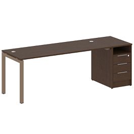 Metal System Quattro Р. ст. с тумбой на П-образном м/к 50БП.РС-СТП-1.5 Венге/Мокко металл 2212*720*750 - Фото предпросмотра