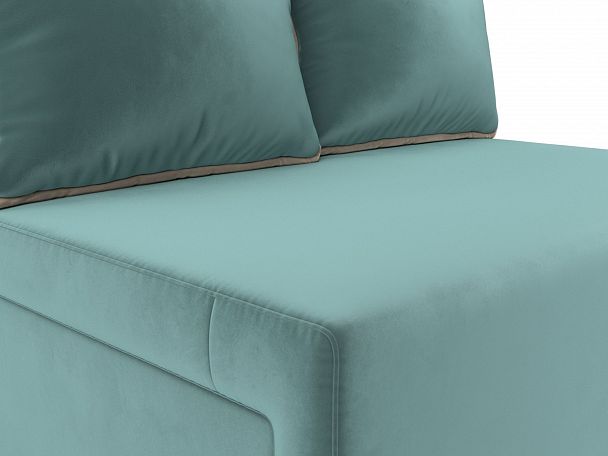 Диван прямой Лагуна (полностью велюр бирюзовый, кант велюр бежевый) - Вид 4