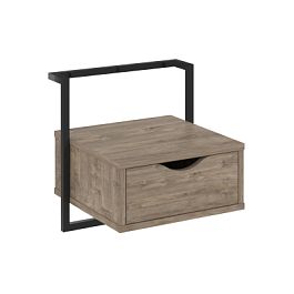 Тумба навесная "Loft" (крепление к стене) VR.L-SY1 Тиквуд Темный/Черный - Фото предпросмотра