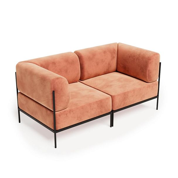 Rio Диван двухместный РСЕ-05 Velvet Lux 14/Металл Черный 1620*810*770 - Вид 1