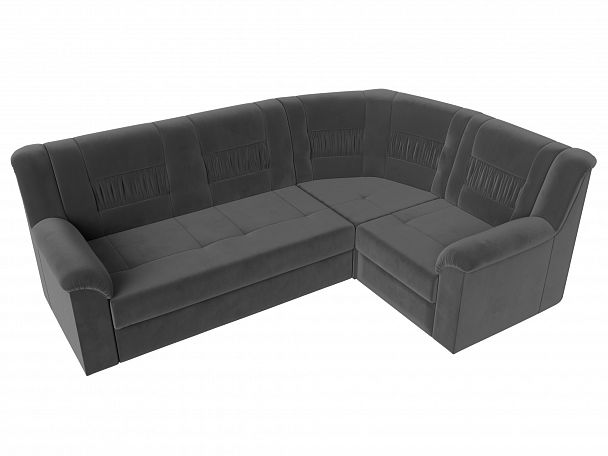 Угловой диван Карелия правый (полностью велюр серый) - Вид 5