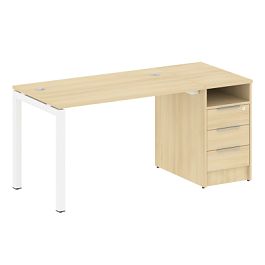 Metal System Quattro Р. ст. с тумбой на П-образном м/к 50БП.РС-СТП-1.2 Акация/Белый металл 1612*720*750 - Фото предпросмотра