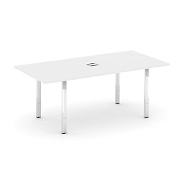 Style Project Direct Lux Стол переговорный M-SN-6P.SPRG-198 Белый/Нержавеющая Сталь/Хром 1980*980*25 - Фото предпросмотра