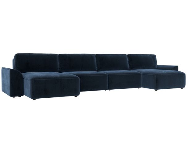 Диван п-образный Лига-048 НПБ лонг Велюр синий - Вид 1