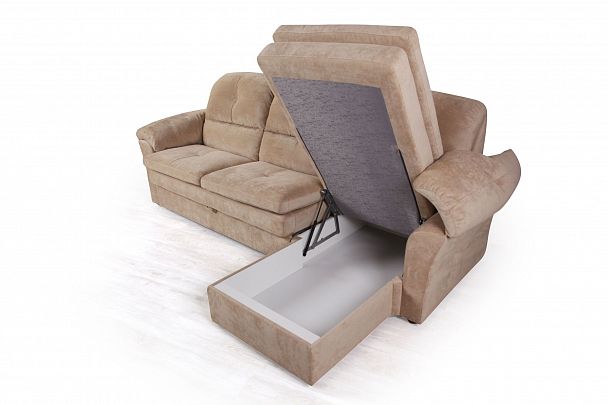 Diamante диван-кровать с шезлонгом велюр бежевый - Вид 6