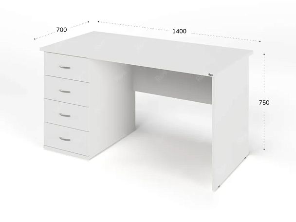 ЛАЙТ / LIGHT RLG008-14x7L Однотумбовый стол 140x70x75 Белый - Вид 3