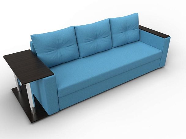 Диван прямой Атланта Лайт со столом слева Рогожка голубой - Вид 6