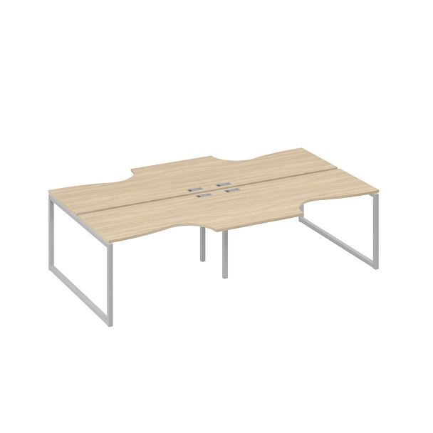 Рабочая станция (4х140) столы Классика каркас QUATTRO A4 А4 Б4 184-2 БП дуб скандинавский / металлокаркас серый - Вид 1