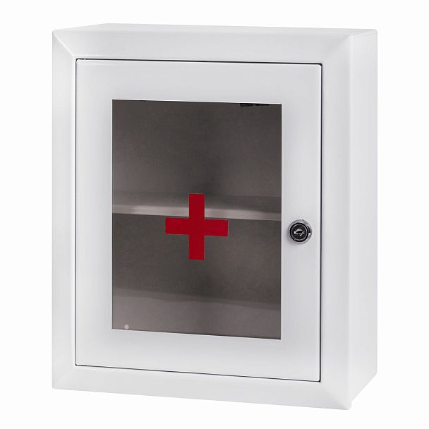 Шкафчик-аптечка металлический "Призма", навесной, 2 полки, ключевой замок, 330x280x140 мм - Вид 2