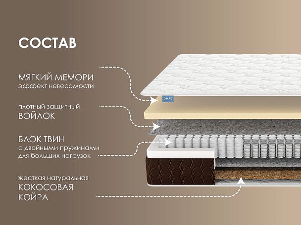 Матрас Димакс Твин Мемо хард 80х190 - Вид 2