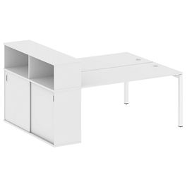 Metal System Quattro Р. ст. с шкафом-купе на П-образном м/к 50БП.РС-СШК-2.4 Т Белый/Белый металл 2010*1475*1098 - Фото предпросмотра