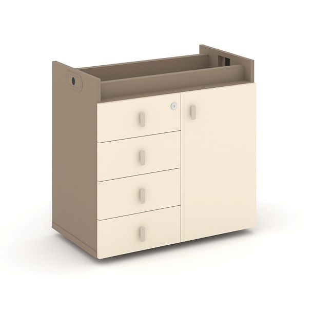 Estetica Тумба опорная-фасад+ящики ES.TON-2 Латте/Сатин/Латте металл 750*406*725 - Вид 1