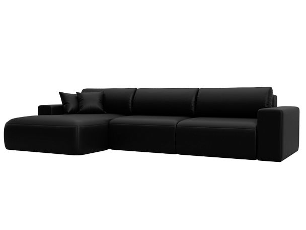 Диван угловой Лига-036 НПБ Классик Лонг левый угол Экокожа черный - Вид 1