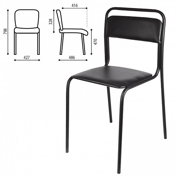 Стул для посетителей "Аскона", черный каркас, кожзаменитель черный, СМ 7/7-02 К-01 - Вид 2