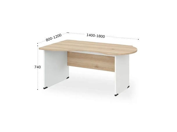БЕРЛИН / BERLIN Стол асимметричный левый 1800х1200х740 Акация/Белый - Вид 2