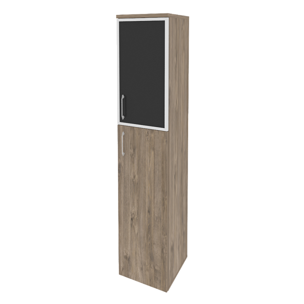 Onix Шкаф высокий узкий правый O.SU-1.7 R (R) black Тиквуд темный/Стекло black 400*420*1977 - Вид 1